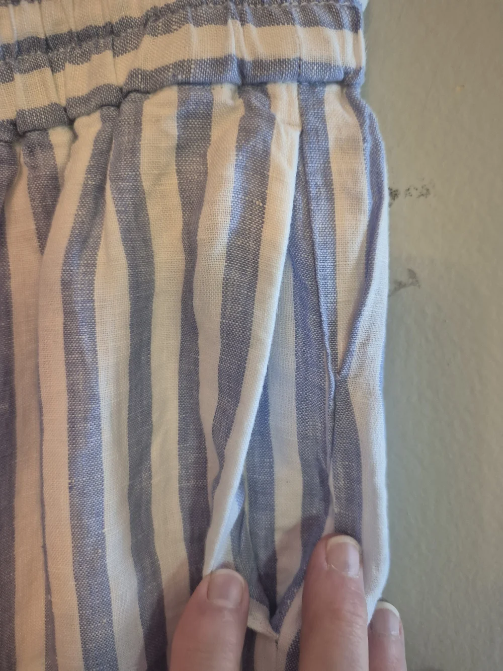 J Crew Striped Womens Linen Wide-Leg Pants in Blue and White Sz Small